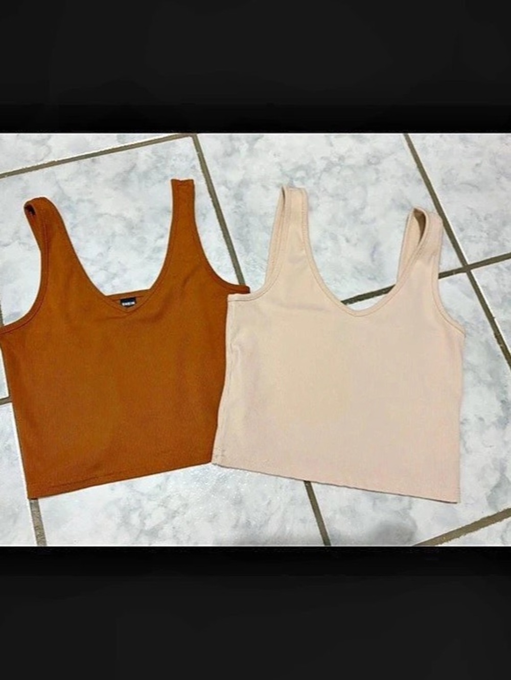 SHEIN Ribbed Tank Tops in Brown & Beige Size Small Like New